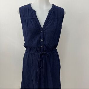 Gap Navy Blue V Neck Eyelet Shirt Dress Size XS
